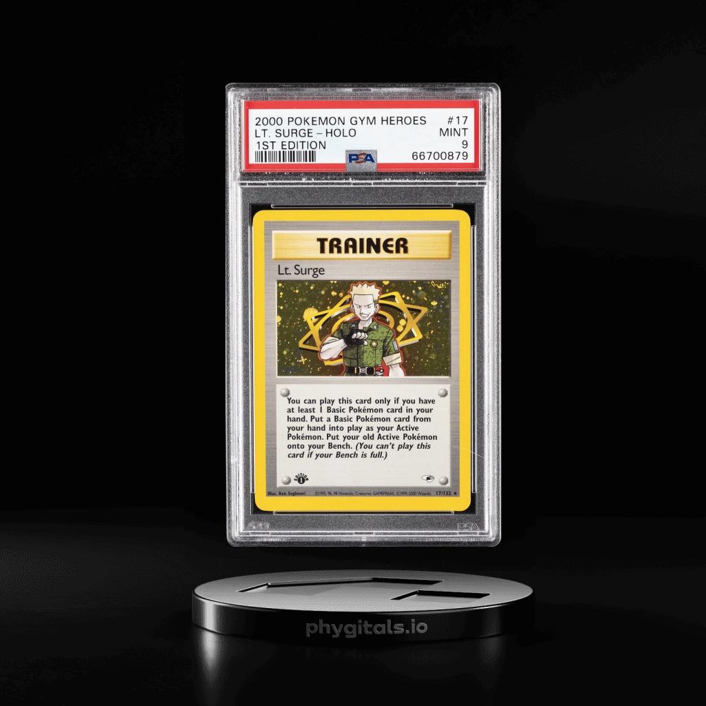 2000 POKEMON GYM HEROES 1ST ED #17 LT. SURGE-HOLO PSA 9 - Main Image